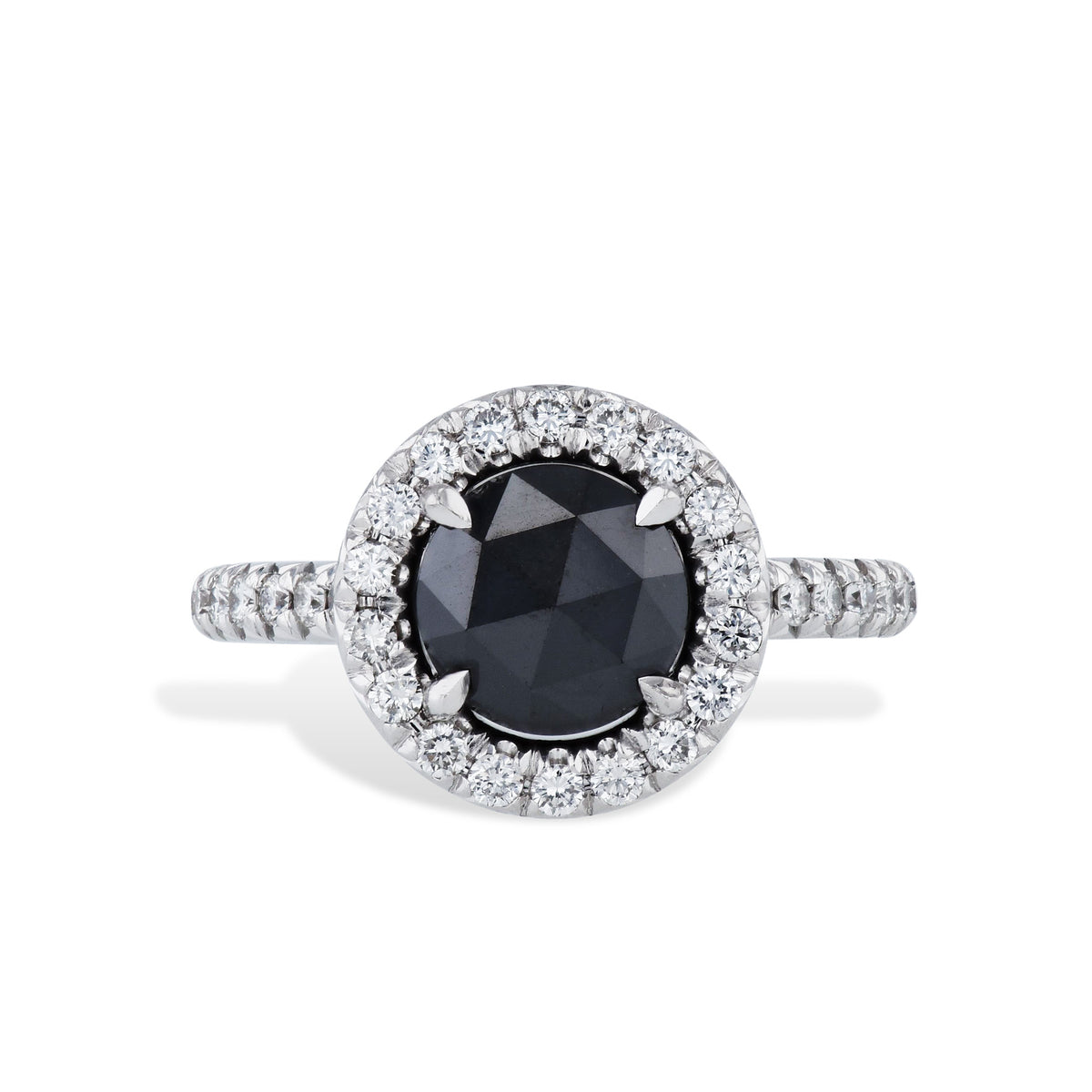 Black Diamond and Diamond Pave White Gold Ring Rings H&H Jewels