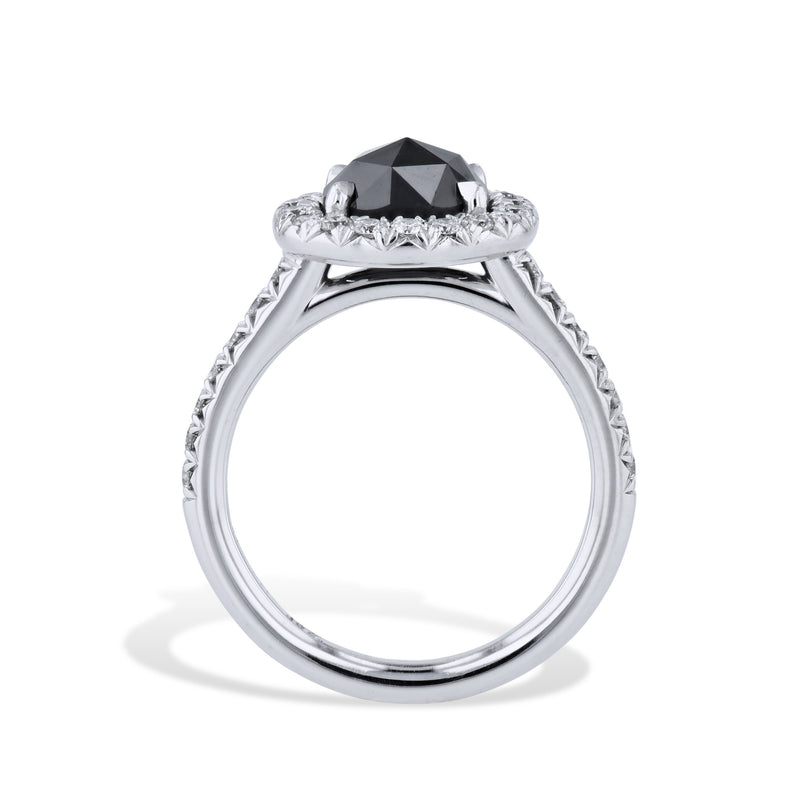 Black Diamond and Diamond Pave White Gold Ring Rings H&H Jewels