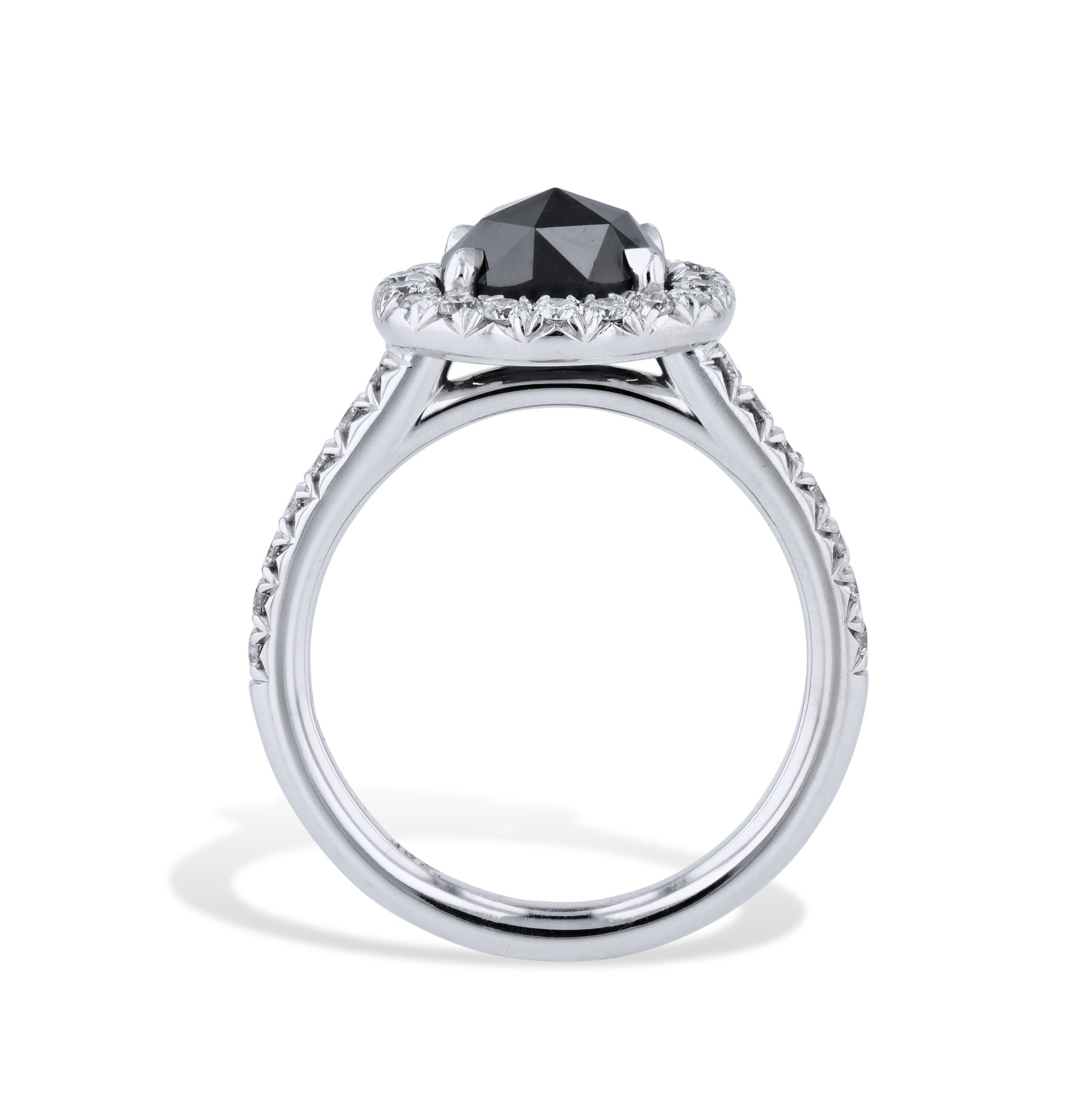 Black Diamond and Diamond Pave White Gold Ring Rings H&amp;H Jewels