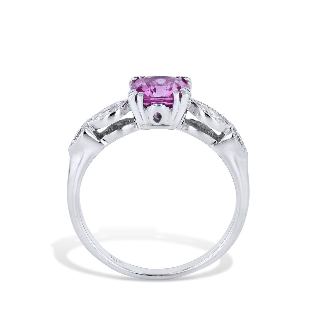 Cushion Cut Pink Sapphire and Diamond Estate Ring - Alternate View 1