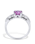 Cushion Cut Pink Sapphire and Diamond Estate Ring Rings Estate & Vintage