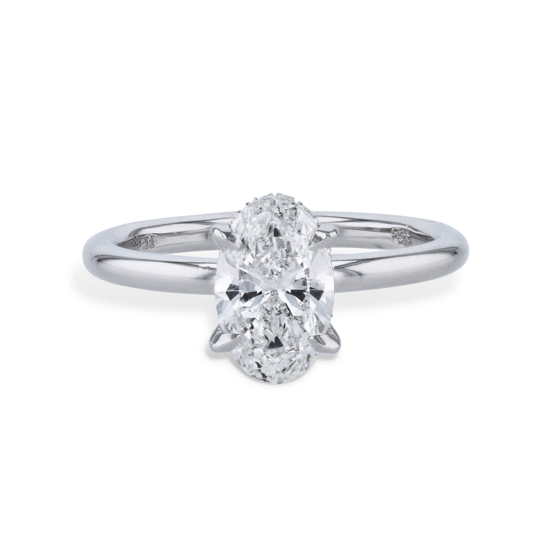 1.50 Carat Oval Diamond Platinum Engagement Ring Rings H&H Jewels