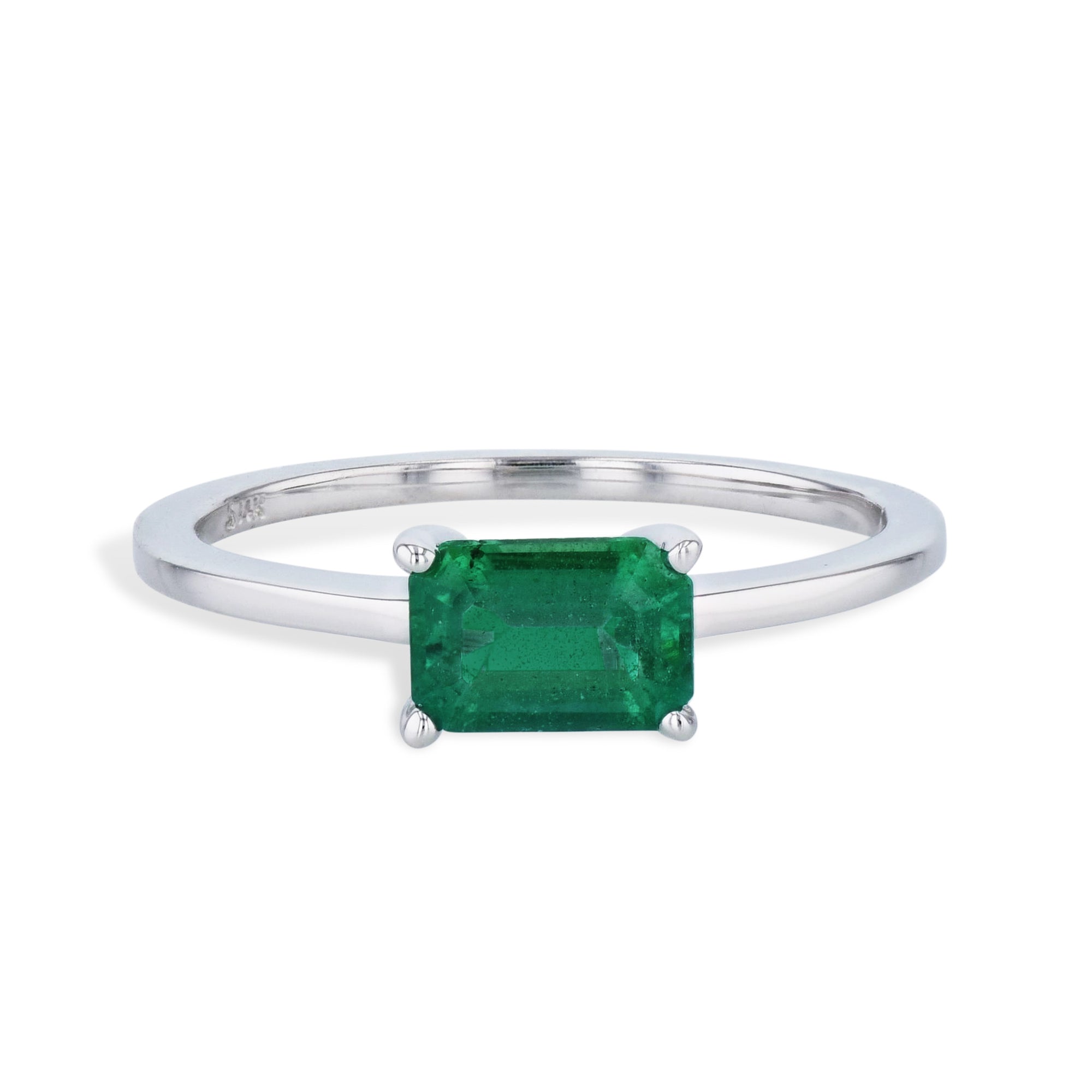 Zambian Emerald White Gold Ring Rings Curated by H