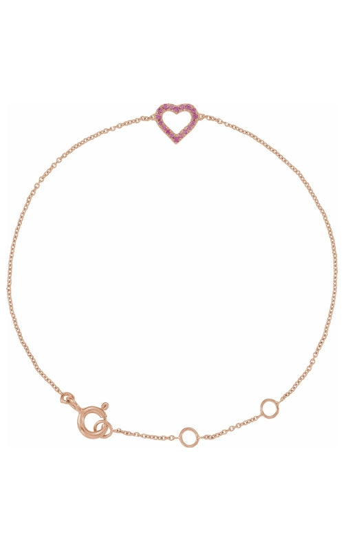 14kt Rose Gold Open Heart Pink Sapphire Bracelet Bracelets Curated by H