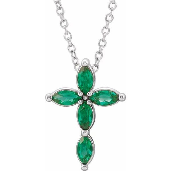 14kt White Gold Emerald Crucifix Necklace Pendants Curated by H