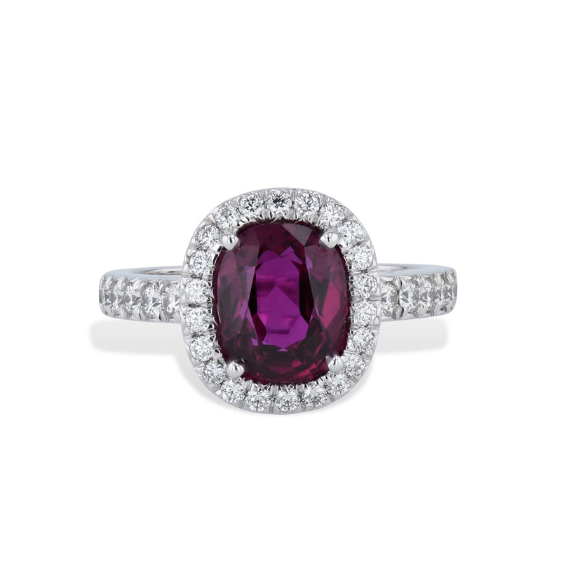 Oval Ruby Pave Diamond White Gold Ring Rings H&H Jewels