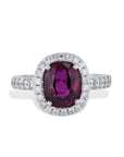 Oval Ruby Pave Diamond White Gold Ring Rings H&H Jewels