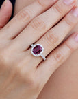 Oval Ruby Pave Diamond White Gold Ring Rings H&H Jewels