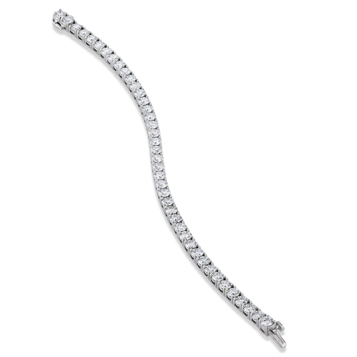 Round Brilliant 9.56ct Diamond White Gold Tennis Bracelet - Alternate View 1