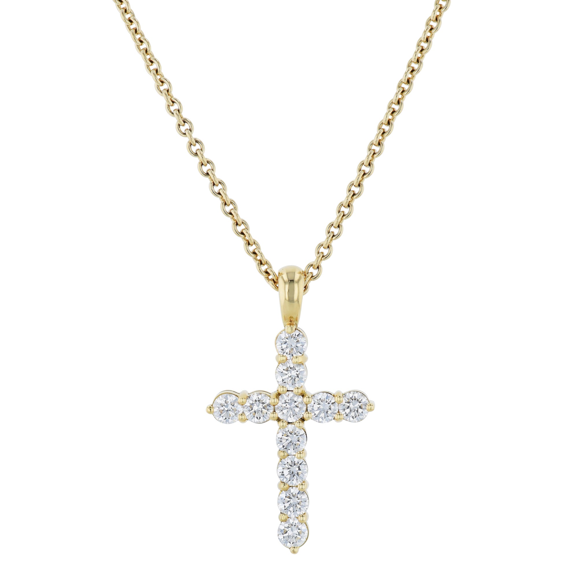 Diamond Cross Pendant Yellow Gold Necklace Necklaces H&amp;H Jewels