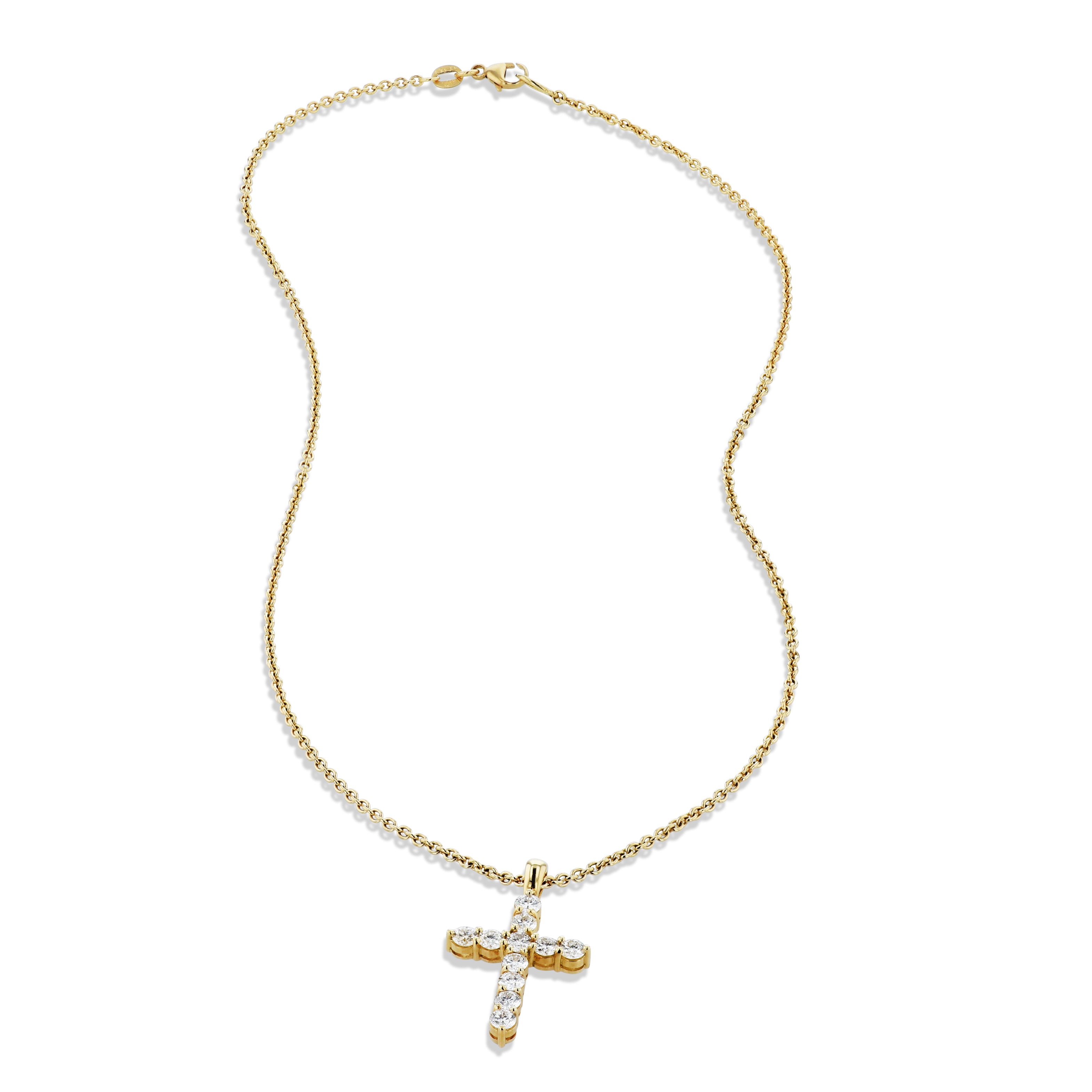 Diamond Cross Pendant Yellow Gold Necklace Necklaces H&amp;H Jewels