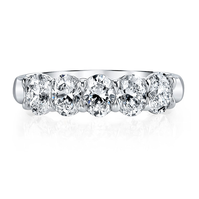 Oval Diamond 5-Stone Platinum Band Rings H&H Jewels