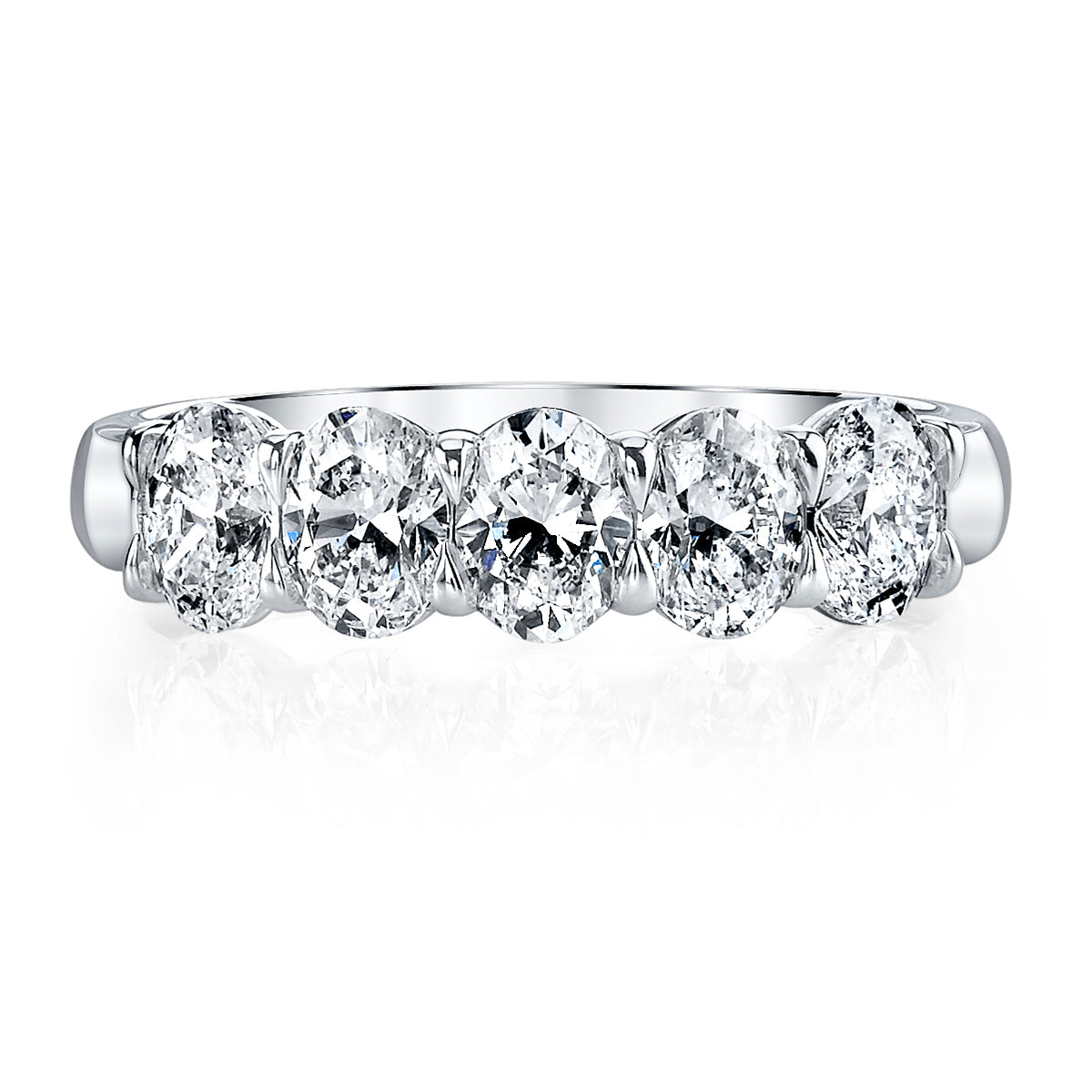 Oval Diamond 5-Stone Platinum Band - Alternate View 1