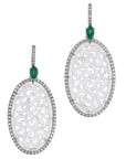 Icy Jadeite and Zambian Emerald White Gold Drop Earrings Earrings H&H Jewels