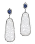 Icy Jadeite and Blue Sapphire White Gold Drop Earrings Earrings H&H Jewels