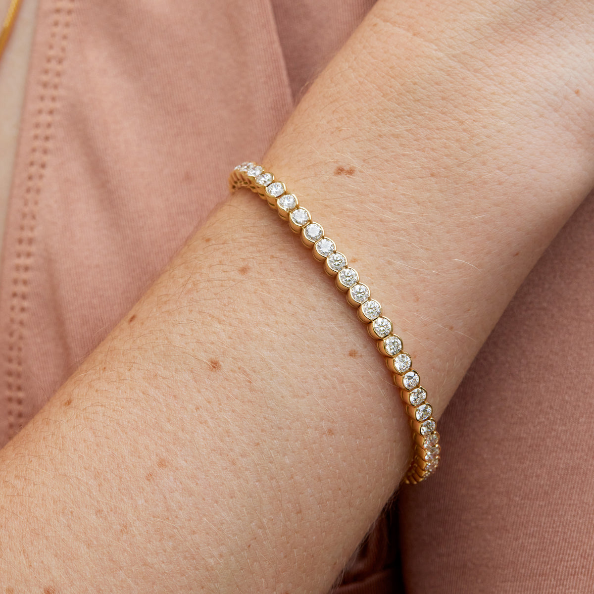 Diamond Yellow Gold Tennis Bracelet - Alternate View 2