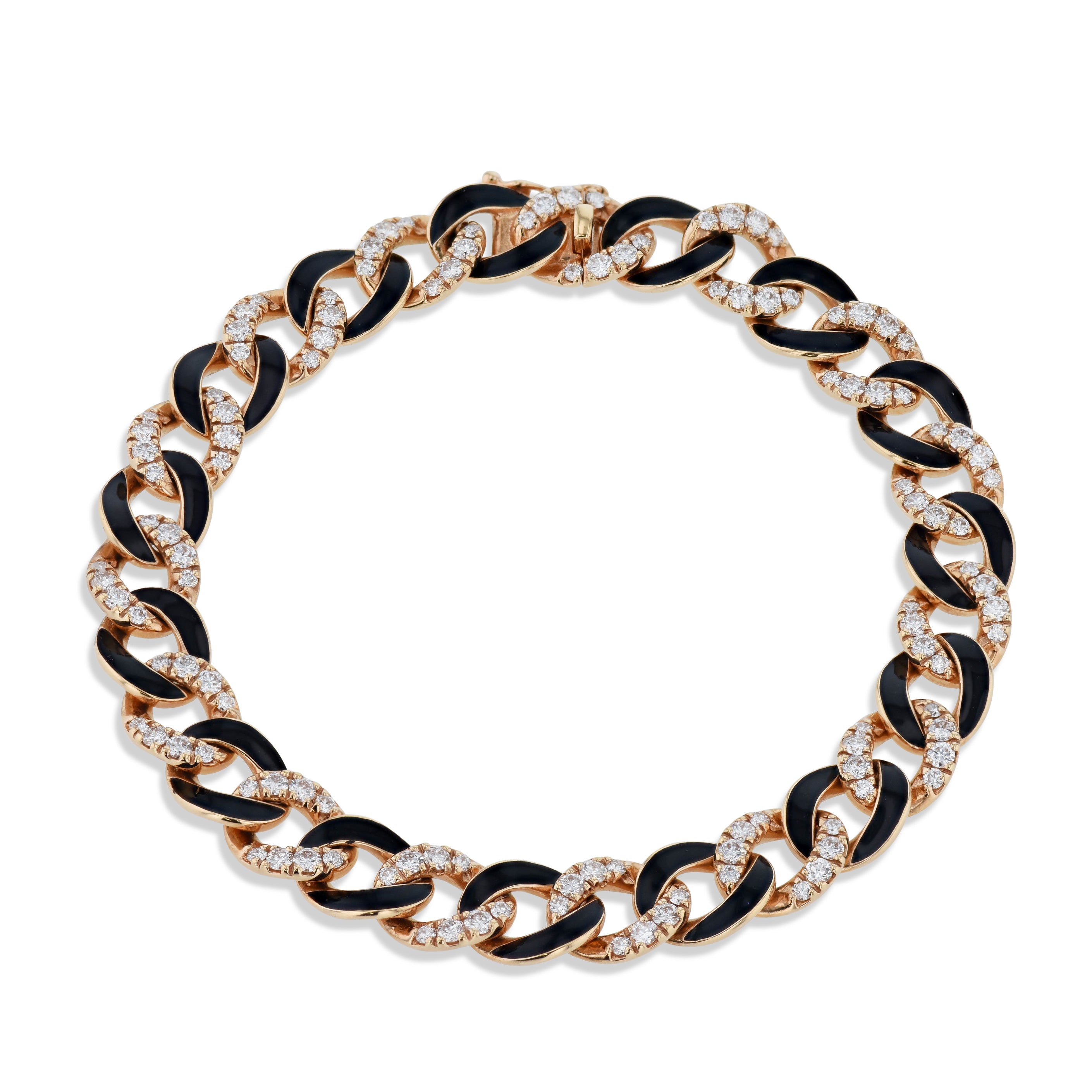 Rose Gold Black Enamel Diamond Pave Bracelet Bracelets Curated by H
