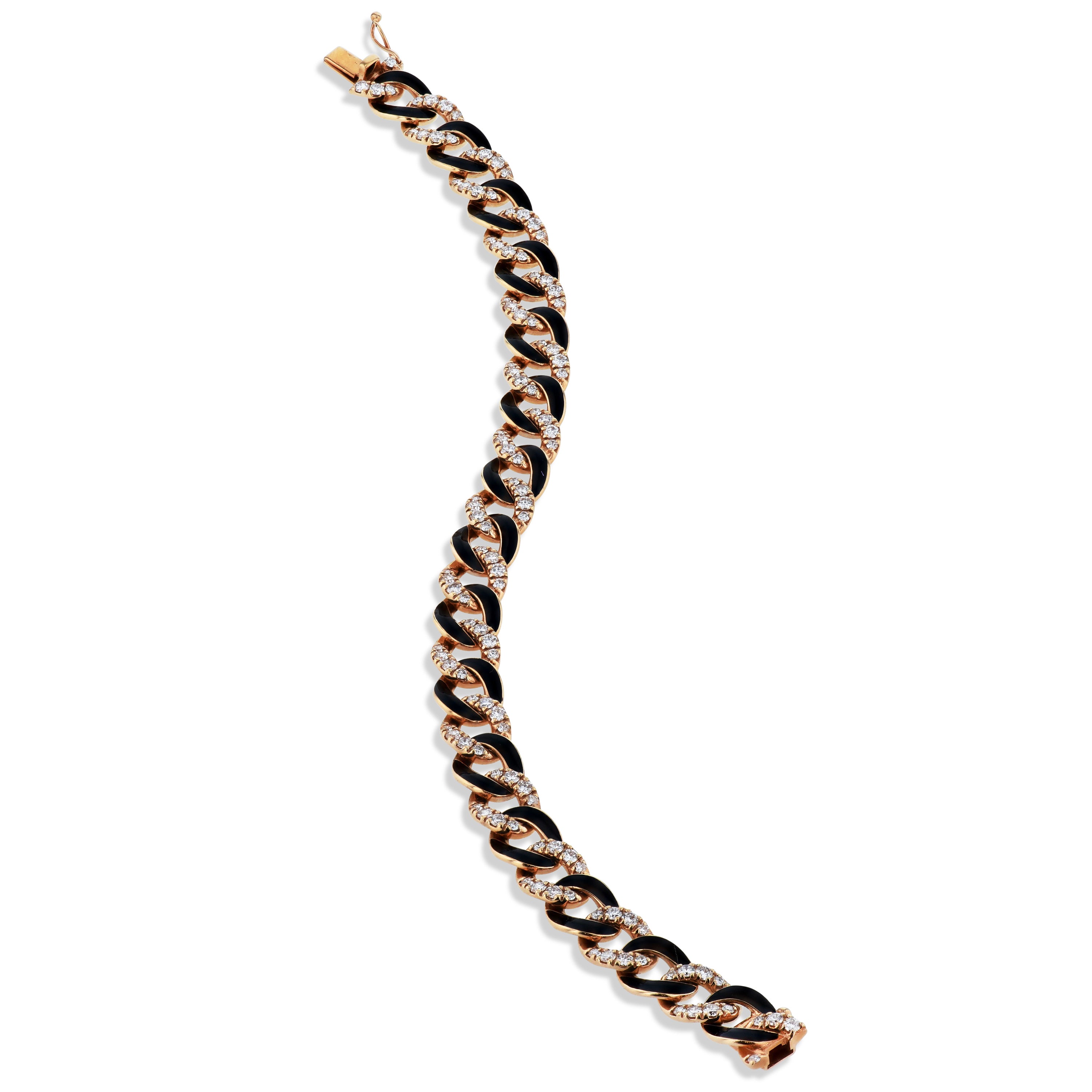 Rose Gold Black Enamel Diamond Pave Bracelet Bracelets Curated by H