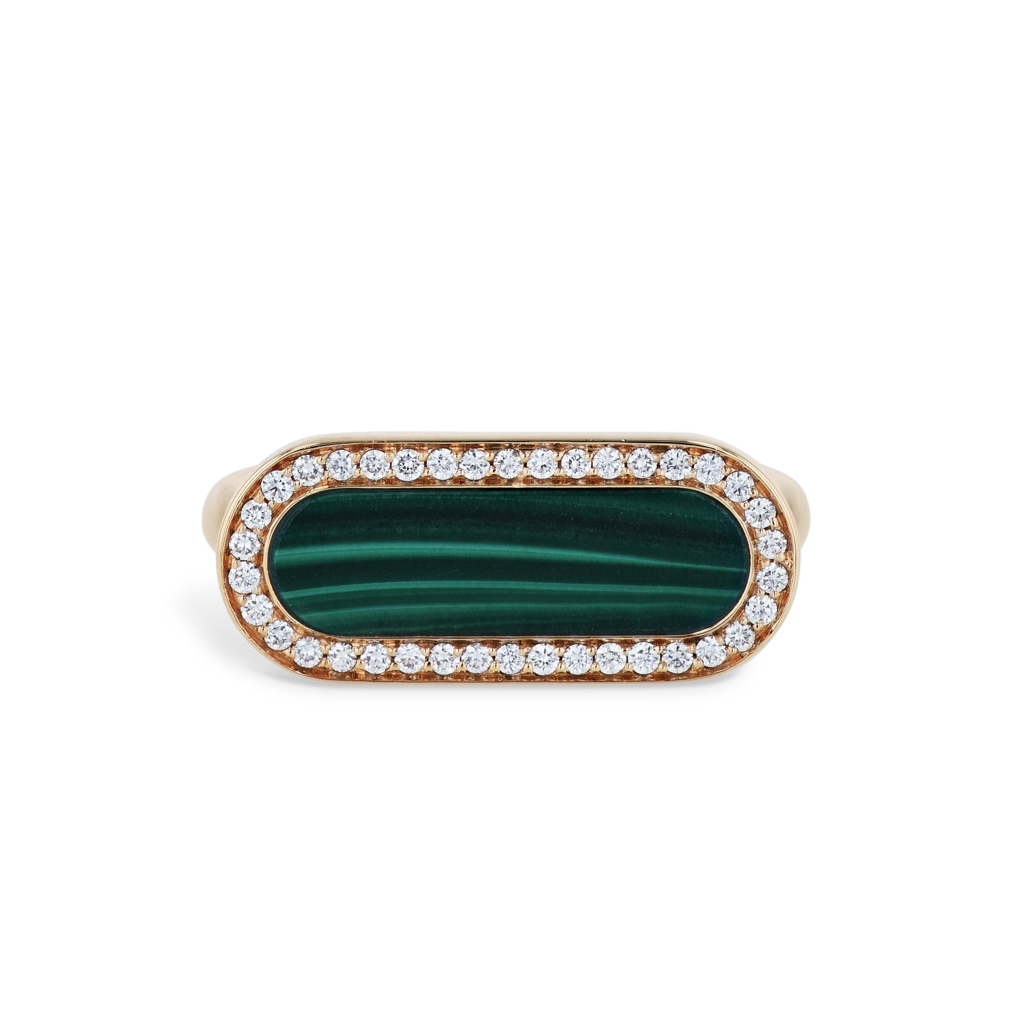 Malachite Pave Diamond Rose Gold Ring Rings Curated by H