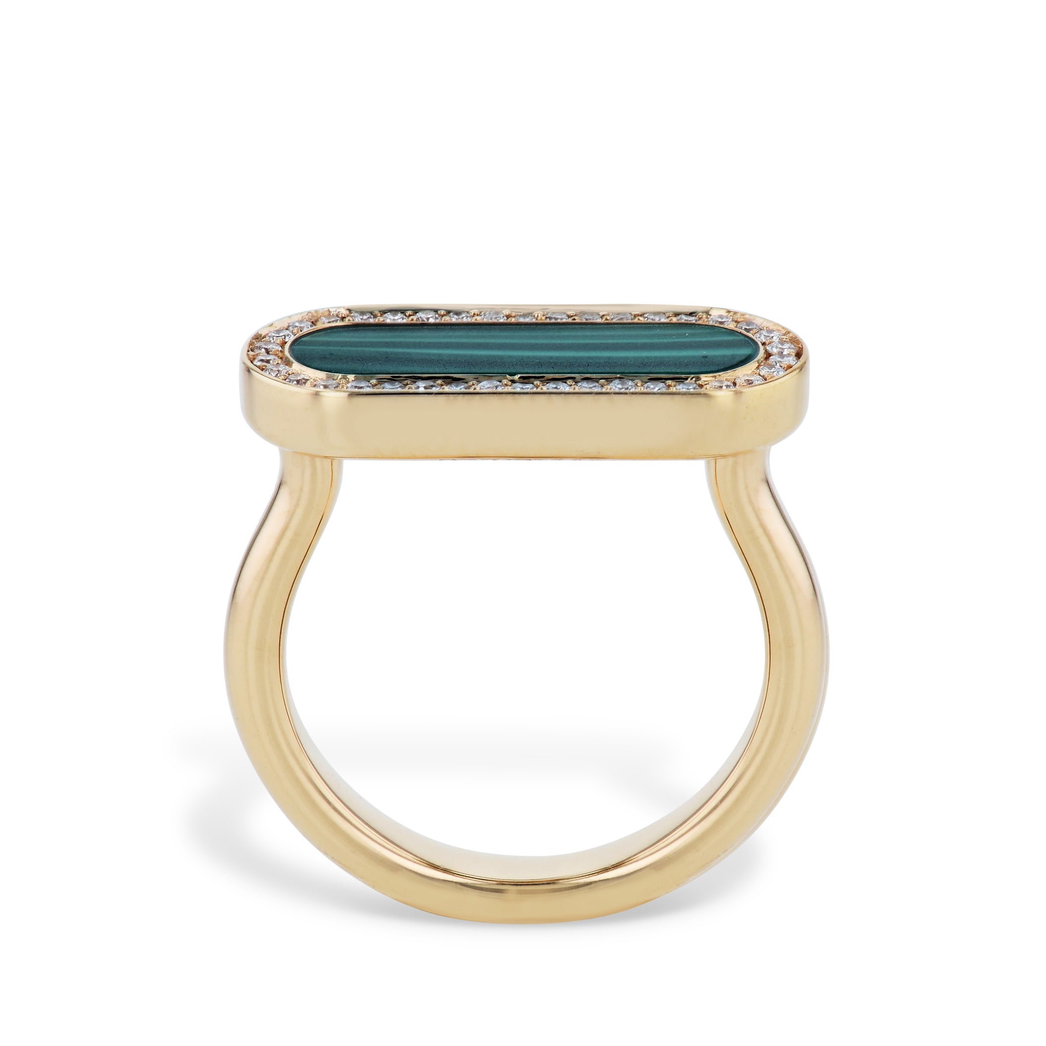 Malachite Pave Diamond Rose Gold Ring Rings Curated by H