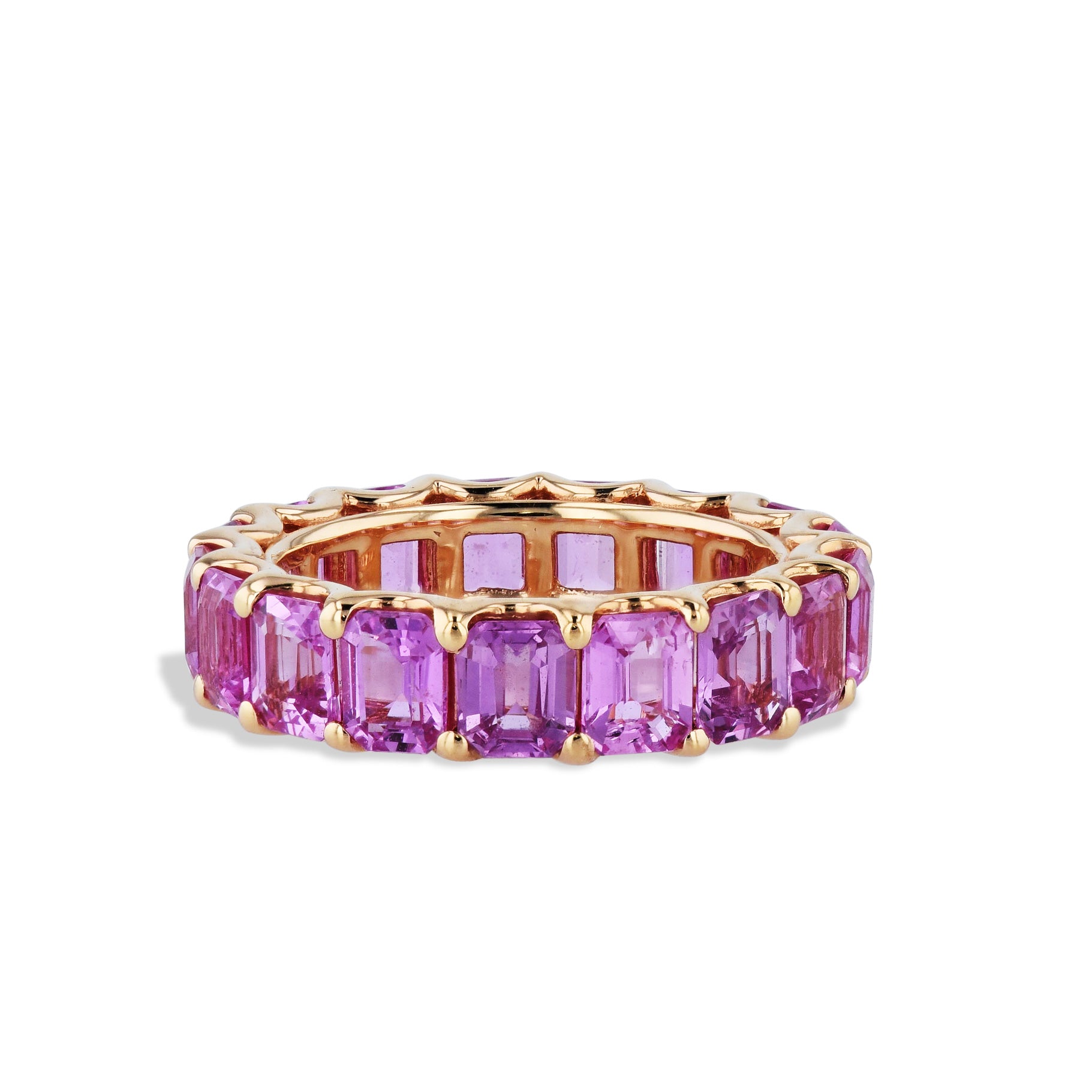 Pink Sapphire 18K Rose Gold Eternity Band Ring Rings Curated by H