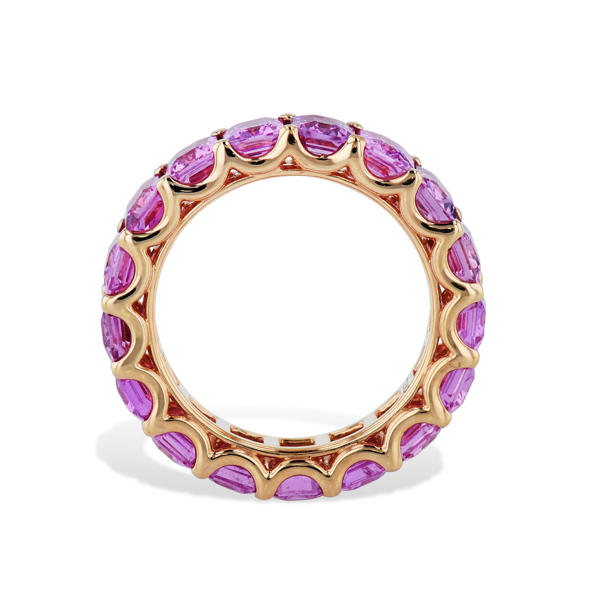 Pink Sapphire 18K Rose Gold Eternity Band Ring - Alternate View 2