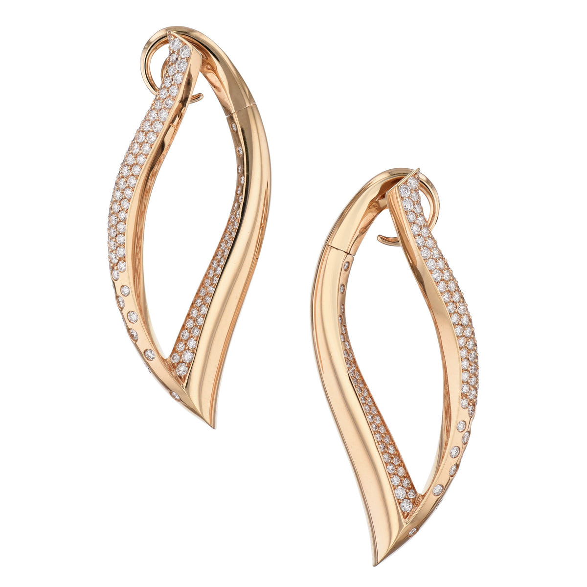 Rose Gold and Diamond Pave Earrings Earrings Curated by H
