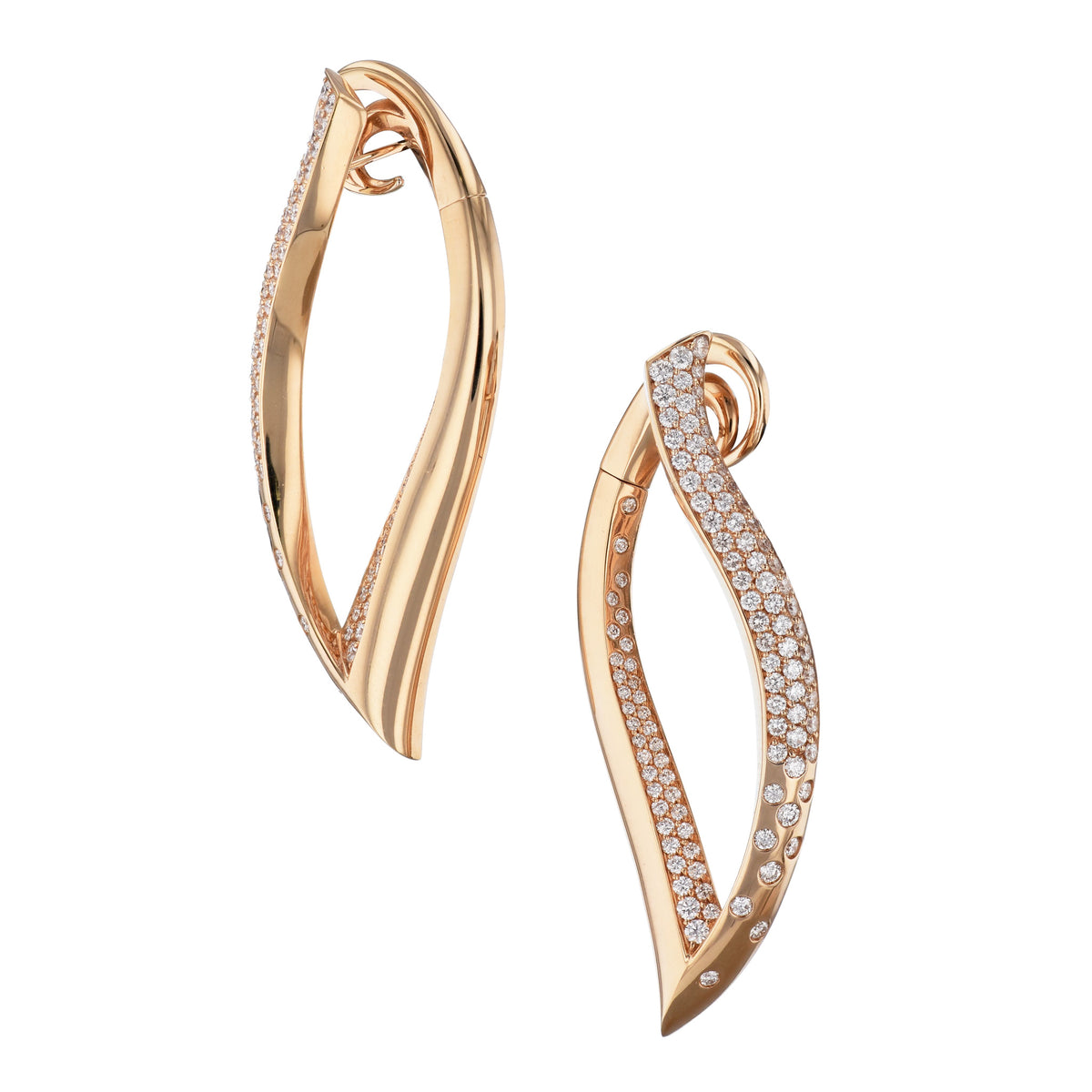 Rose Gold and Diamond Pave Earrings - Alternate View 1