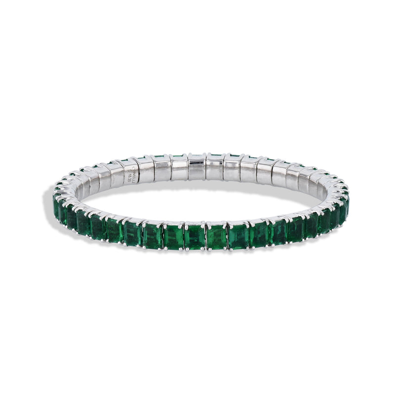 18.30ct Emerald 18K White Gold Stretch Tennis Bracelet Bracelets Curated by H