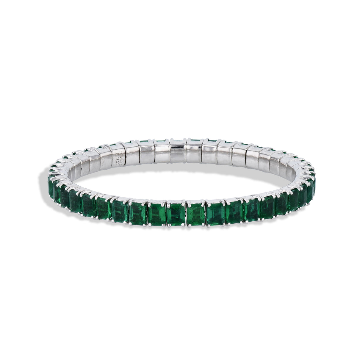 18.30ct Emerald 18K White Gold Stretch Tennis Bracelet Bracelets Curated by H