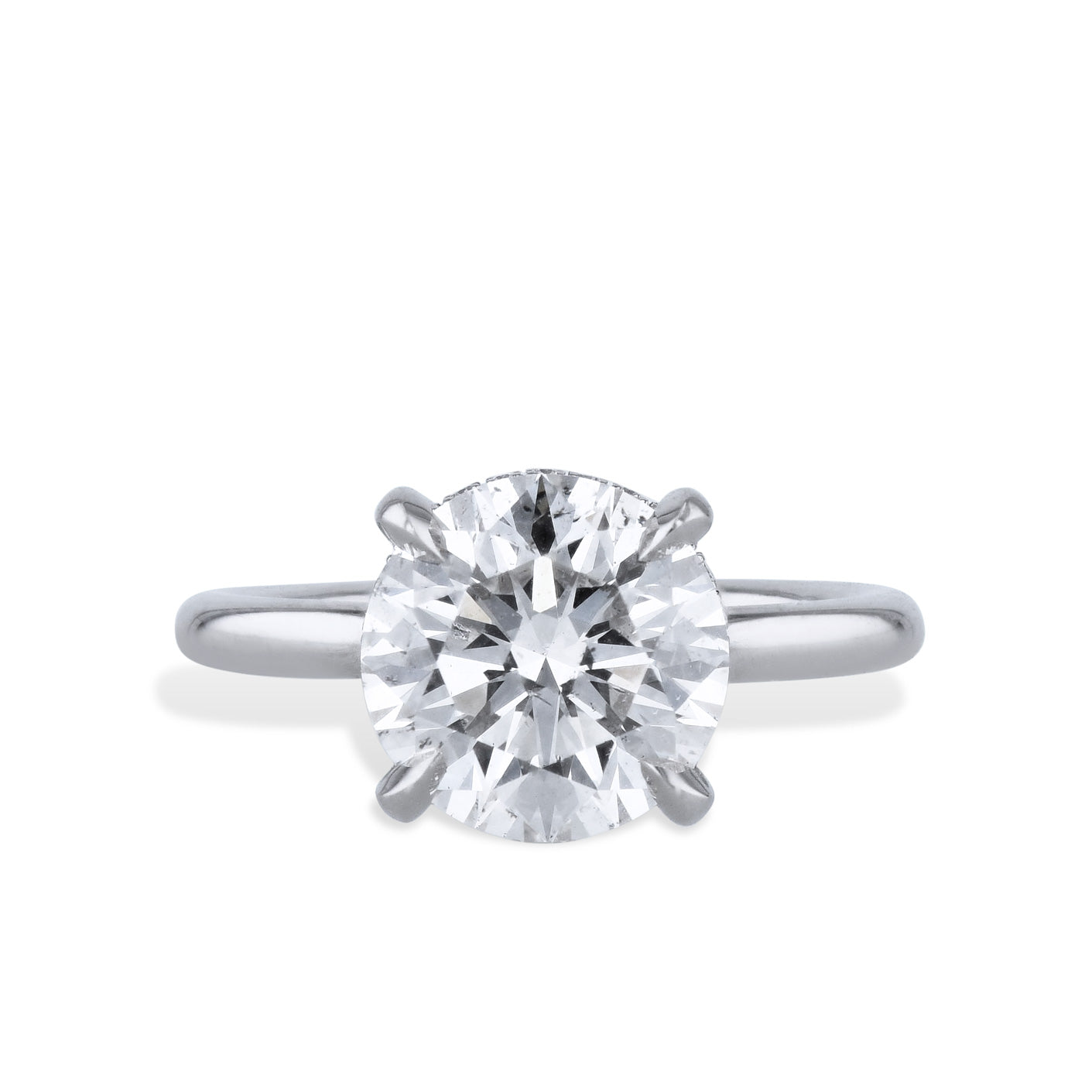3.82 Carat Round Diamond Platinum Engagement Ring Rings H&H Jewels