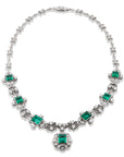 Rare Emerald and Old European Cut Diamond Necklace Necklaces Estate & Vintage