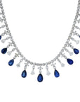 Diamond and Sapphire Bib Style Platinum Estate Necklace Necklaces Estate & Vintage