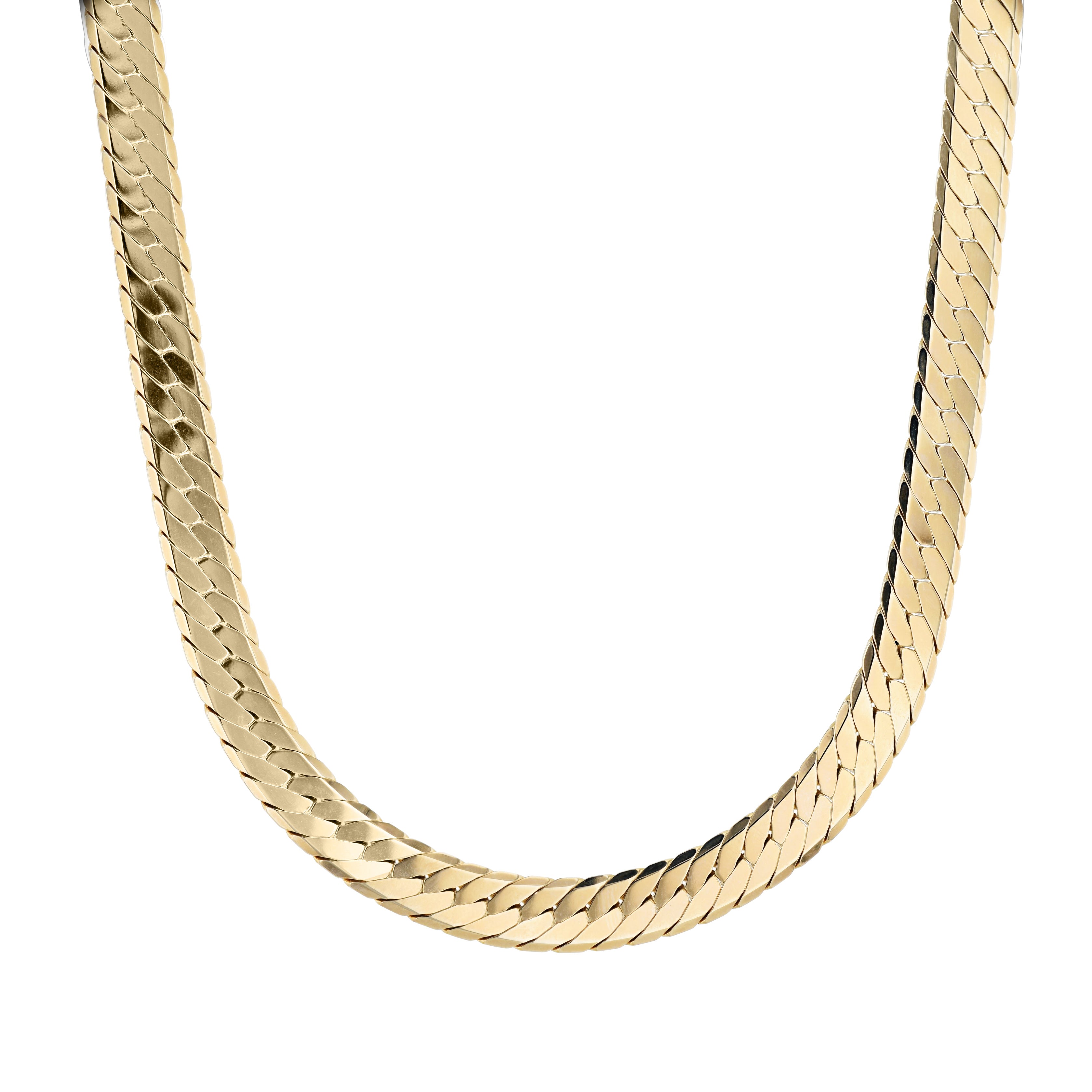 Yellow Gold 20inch Single Herringbone Italian Estate Necklace Necklaces Estate &amp; Vintage