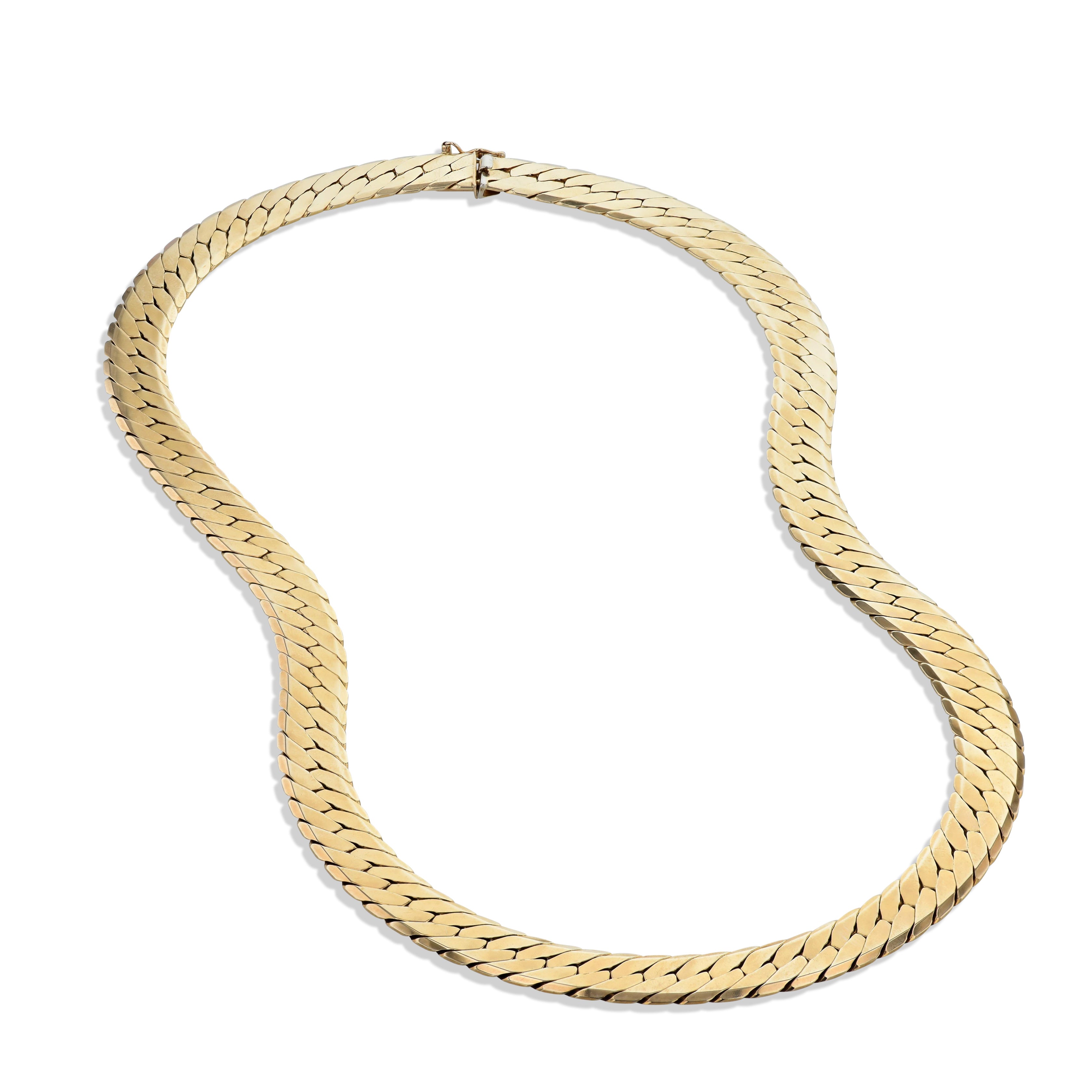 Yellow Gold 20inch Single Herringbone Italian Estate Necklace Necklaces Estate &amp; Vintage