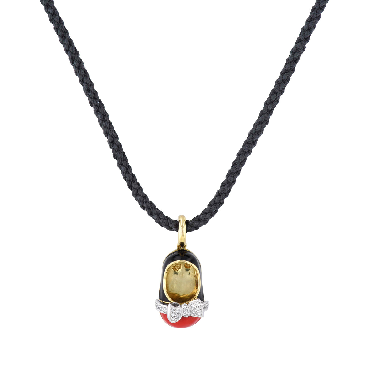 Aron Basha Baby Shoe Diamond & Enamel Estate Pendant Necklaces Estate & Vintage