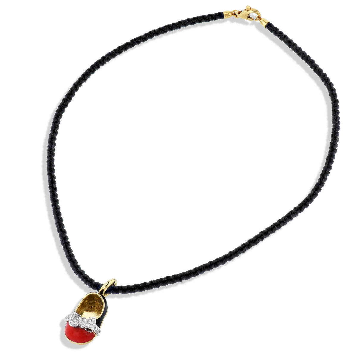 Aron Basha Baby Shoe Diamond & Enamel Estate Pendant - Alternate View 1