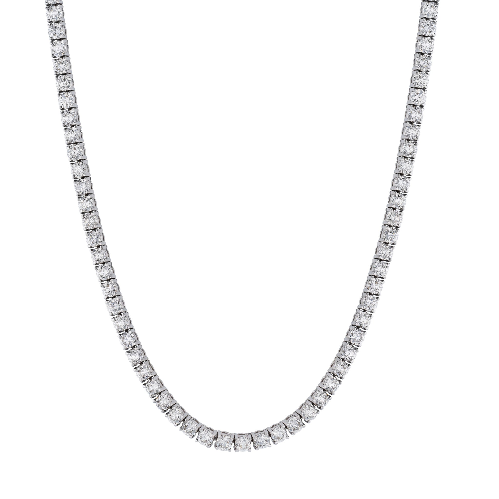 18kt White Gold Diamond Tennis Necklace Necklaces H&amp;H Jewels