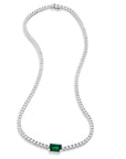 Emerald Cut Zambian Emerald Diamond Tennis Necklace Necklaces H&H Jewels
