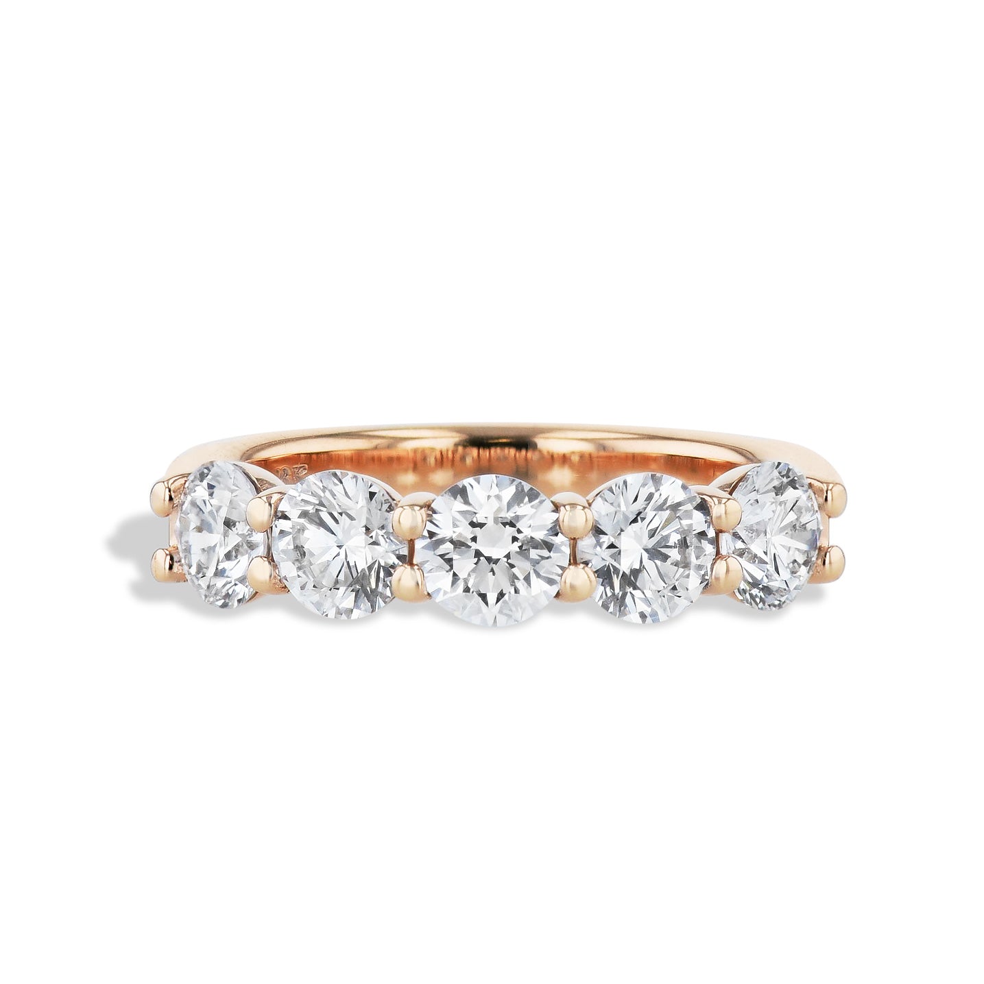 5 Stone Diamond Rose Gold Band Ring Rings H&amp;H Jewels
