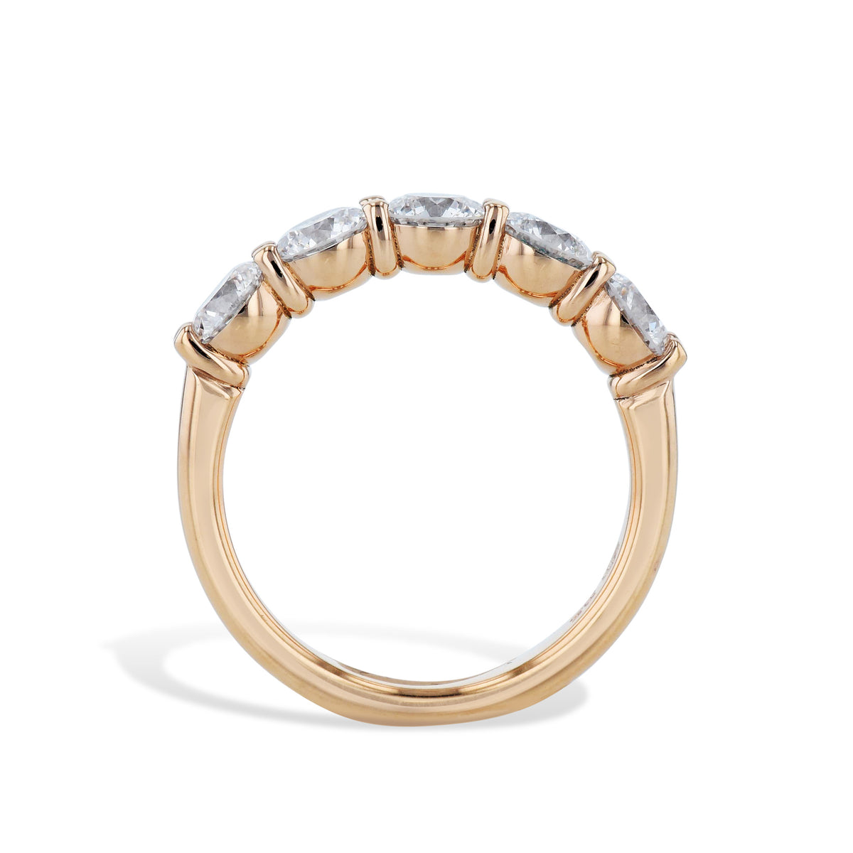 5 Stone Diamond Rose Gold Band Ring - Alternate View 1