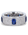 Blue Sapphire Diamond Pave 18K White Gold Ring Rings Curated by H