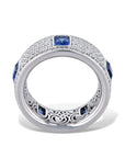 Blue Sapphire Diamond Pave 18K White Gold Ring Rings Curated by H