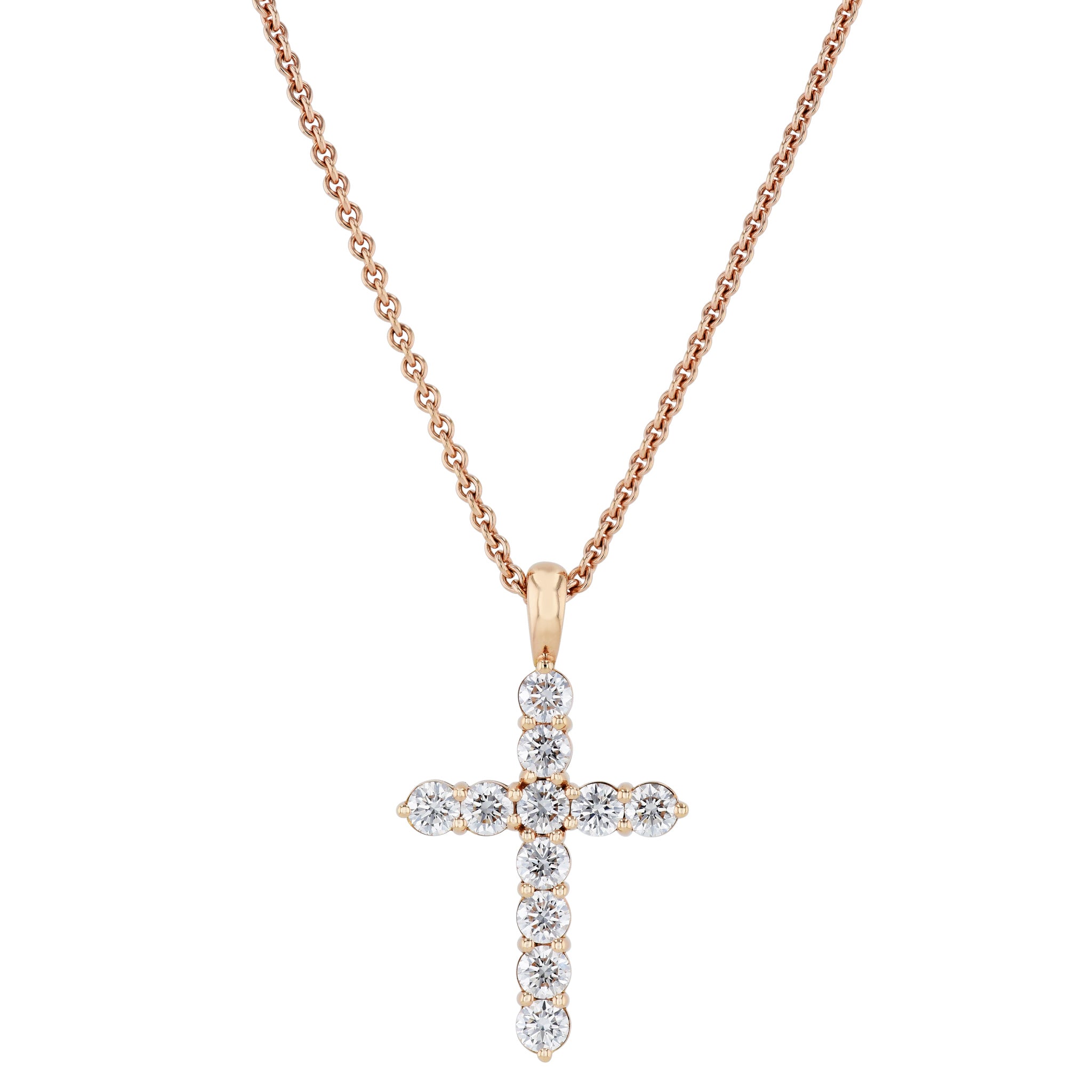 Rose Gold Diamond Cross Pendant Necklaces H&amp;H Jewels