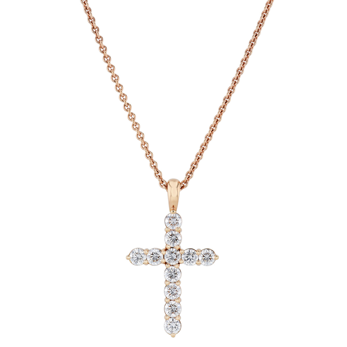 Rose Gold Diamond Cross Pendant Necklaces H&H Jewels