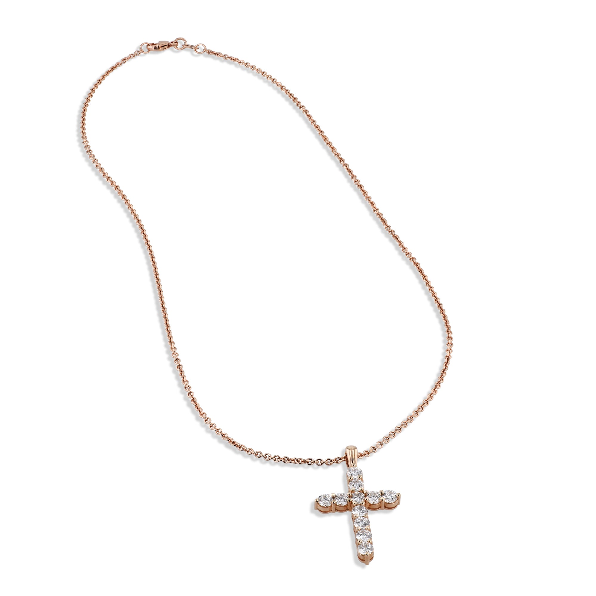 Rose Gold Diamond Cross Pendant Necklaces H&amp;H Jewels