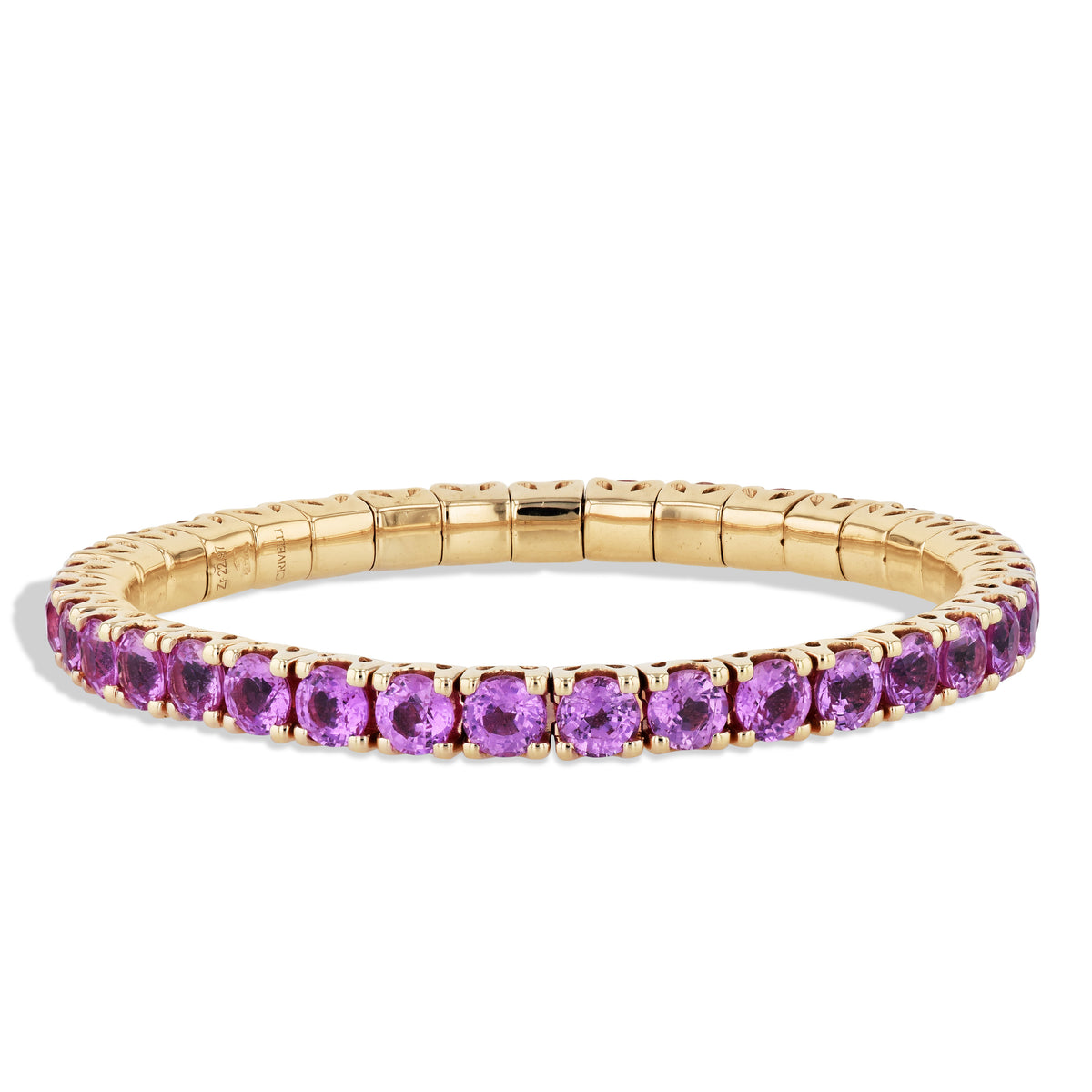 Pink Sapphire Rose Gold Stretch Tennis Bracelet Bracelets Curated by H