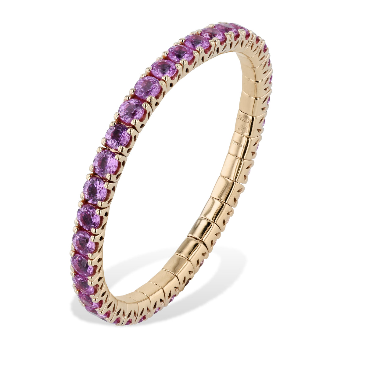 Pink Sapphire Rose Gold Stretch Tennis Bracelet - Alternate View 2