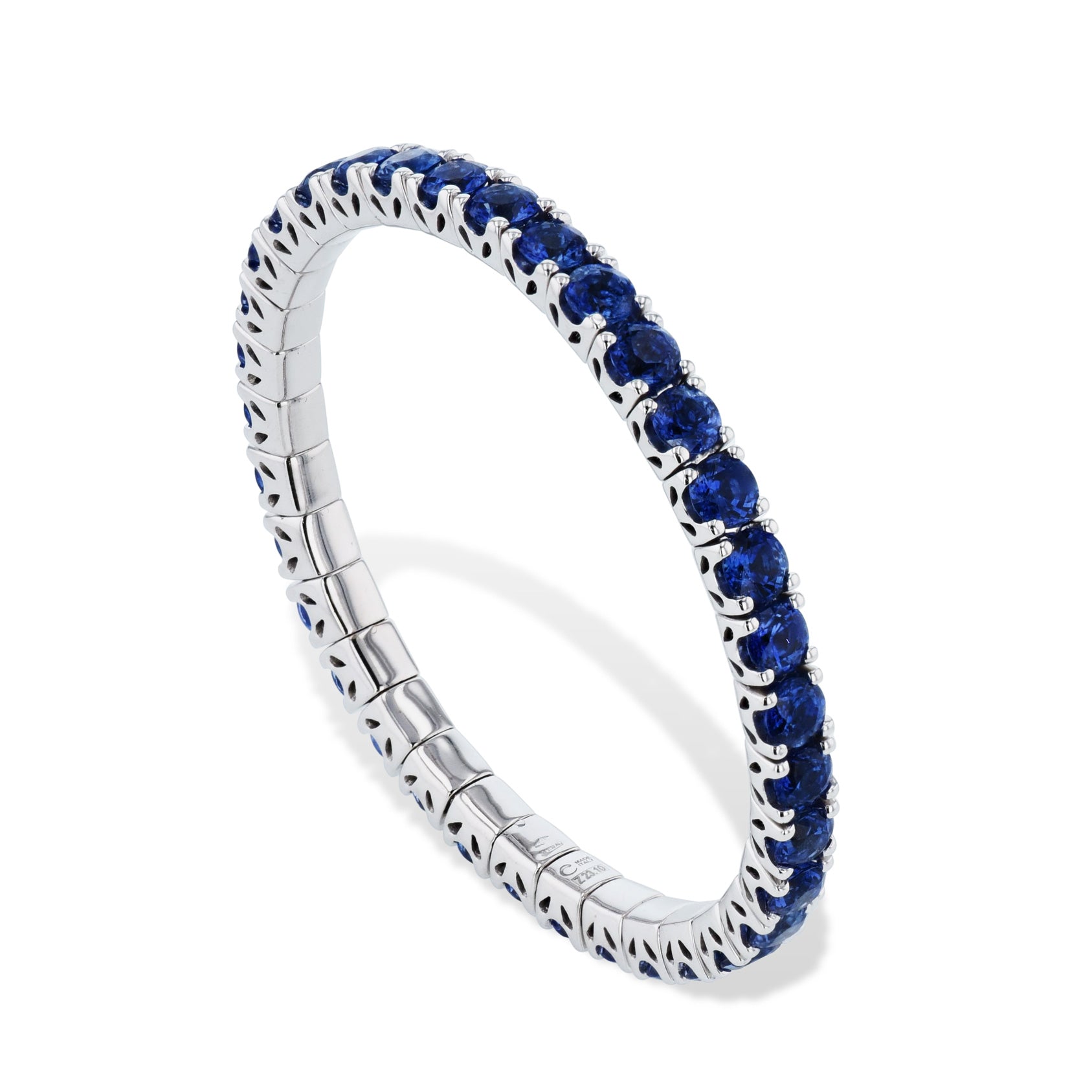 20.18ct Blue Sapphire White Gold Prong Set Tennis Bracelet Bracelets Curated by H