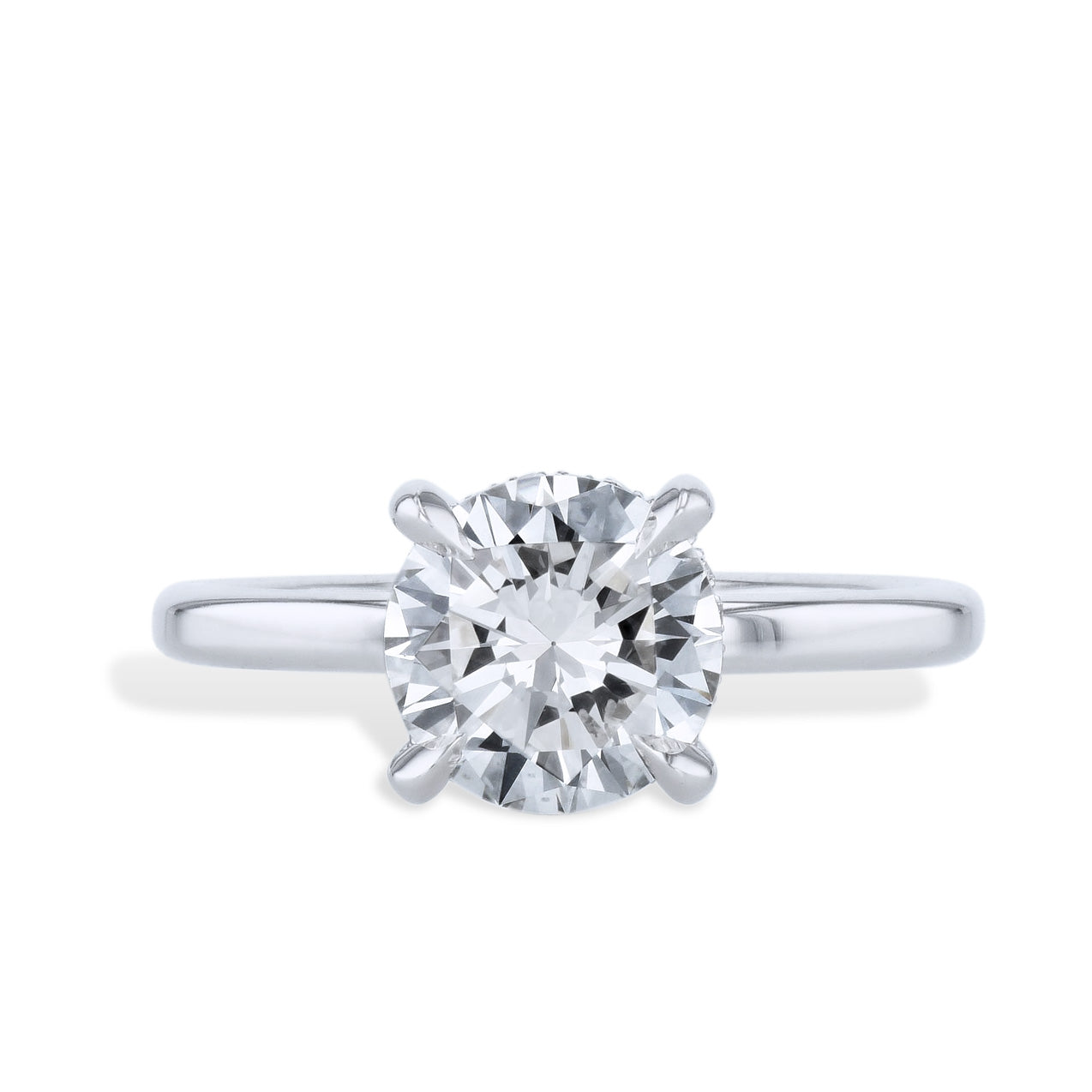Platinum Round Diamond Engagement Ring Rings H&amp;H Jewels